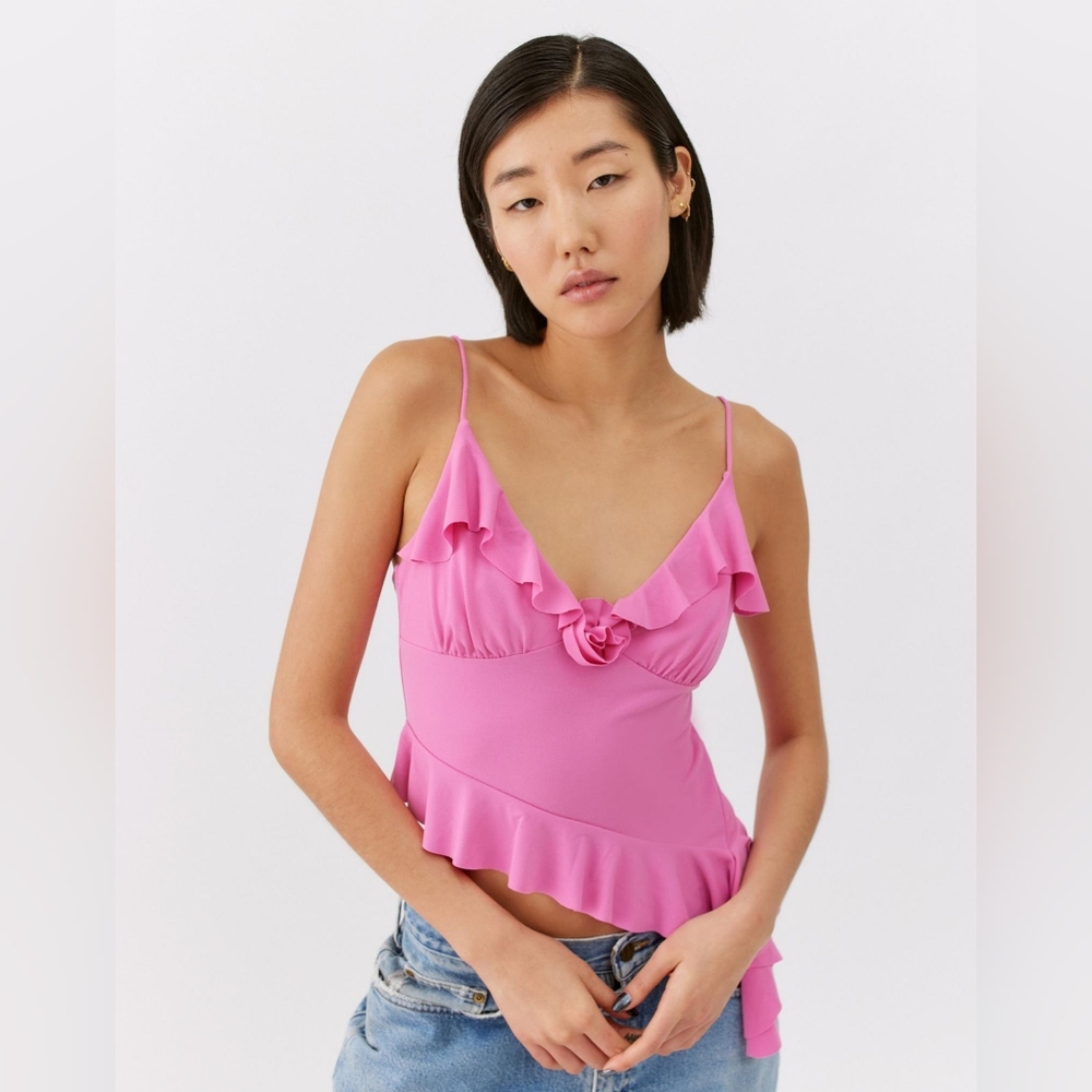 Pink Rose Garden Asymmetrical Cami Urban Outfitters